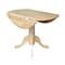 International Concepts Round 42 in Round Dual Drop Leaf Pedestal Table, Natural, 42 W, 42 L, 29.5 in H, Wood, Natural T01-42DP - alternate 5